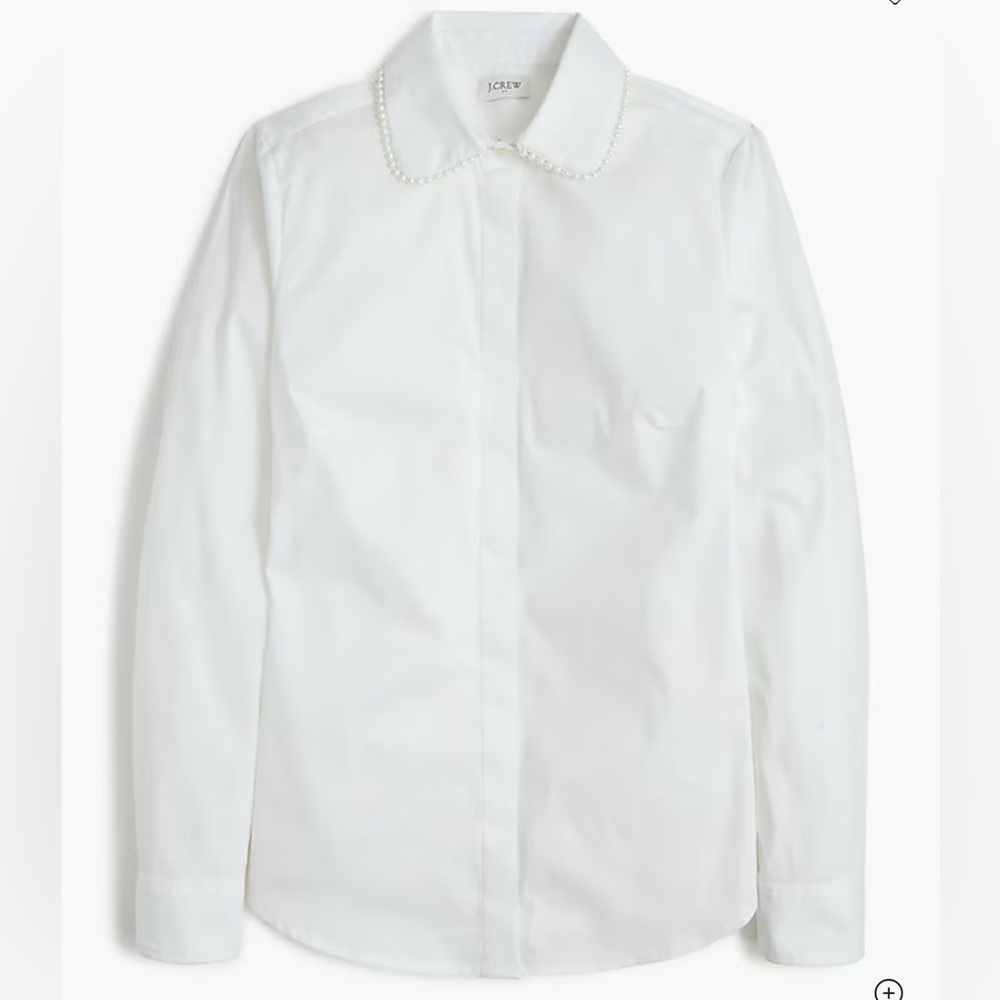 NWT J. Crew White Shirt with Pearl Collar XL